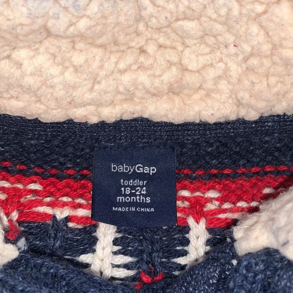 GAP Baby Boy Knit Sweater 18-24M Blue Cream Red Gray EUC